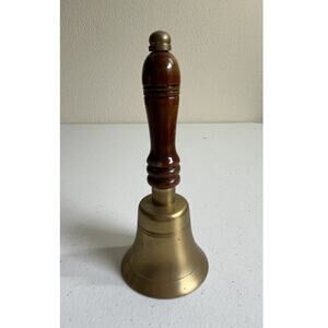 Brass Service Bell Wood Handle Dinner Bell Rustic Cottagecore Decor Meditation